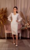 "Sibil" - белое платье футляр с объемными рукавами